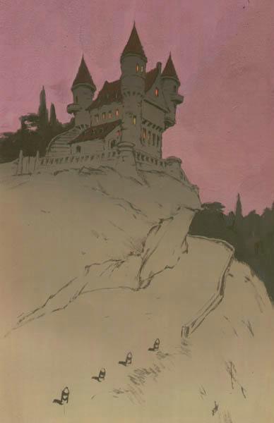 Замок на вершине скалы; панорамы улицы, города
