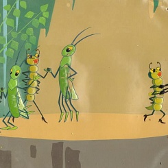 Танцующие гусеницы, кузнечики и жук